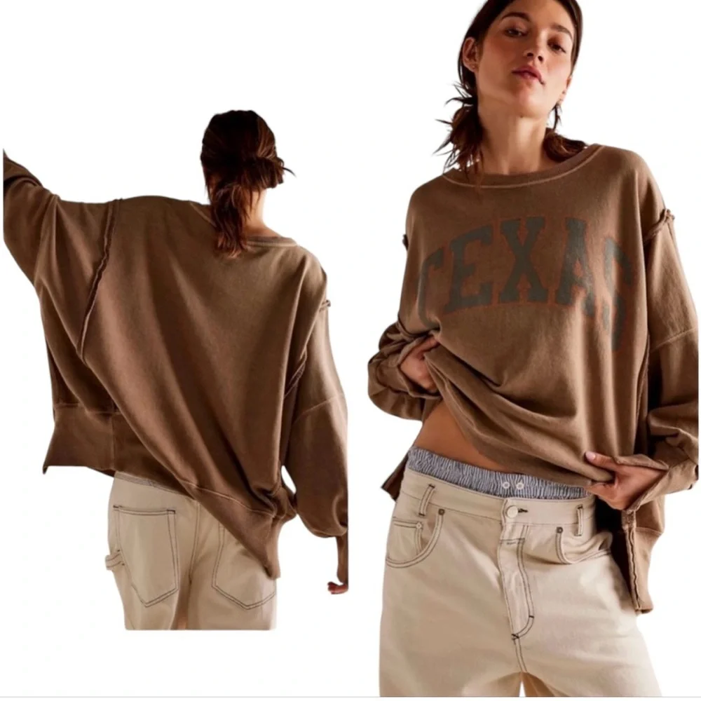 ▪️NWT Free People Camden Pullover Graphic Sweatshirt in Texas
